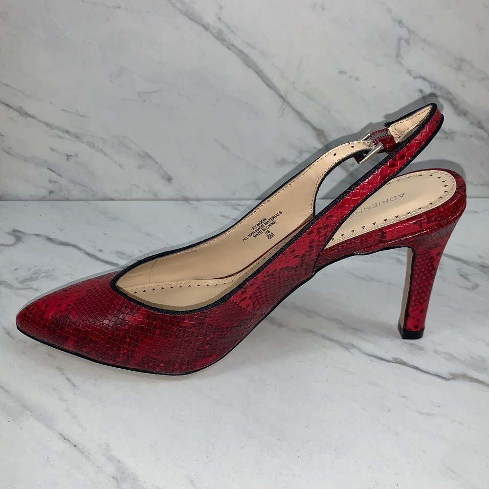 NIB ADRIENNE VITTADINI Red/Black Snake Slingbacks - Picture 3 of 6